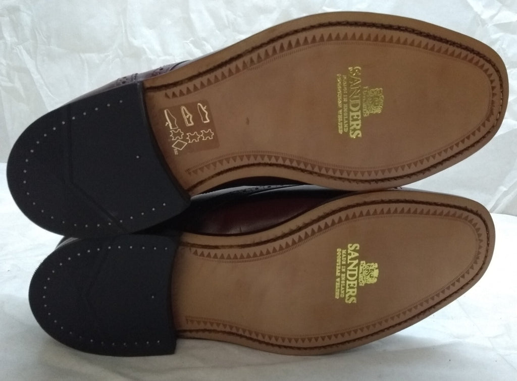 Sanders Guilford Shoes Brown Leather British Semi Brogues Gibson UK 10