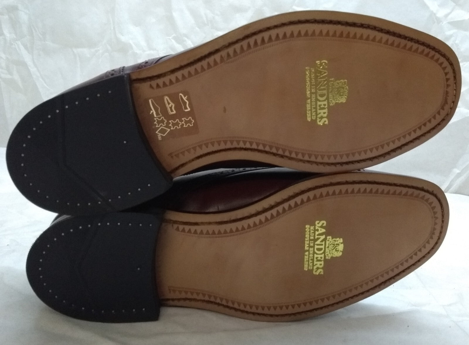 Sanders Guilford Shoes Brown Leather British Semi Brogues Gibson UK 10