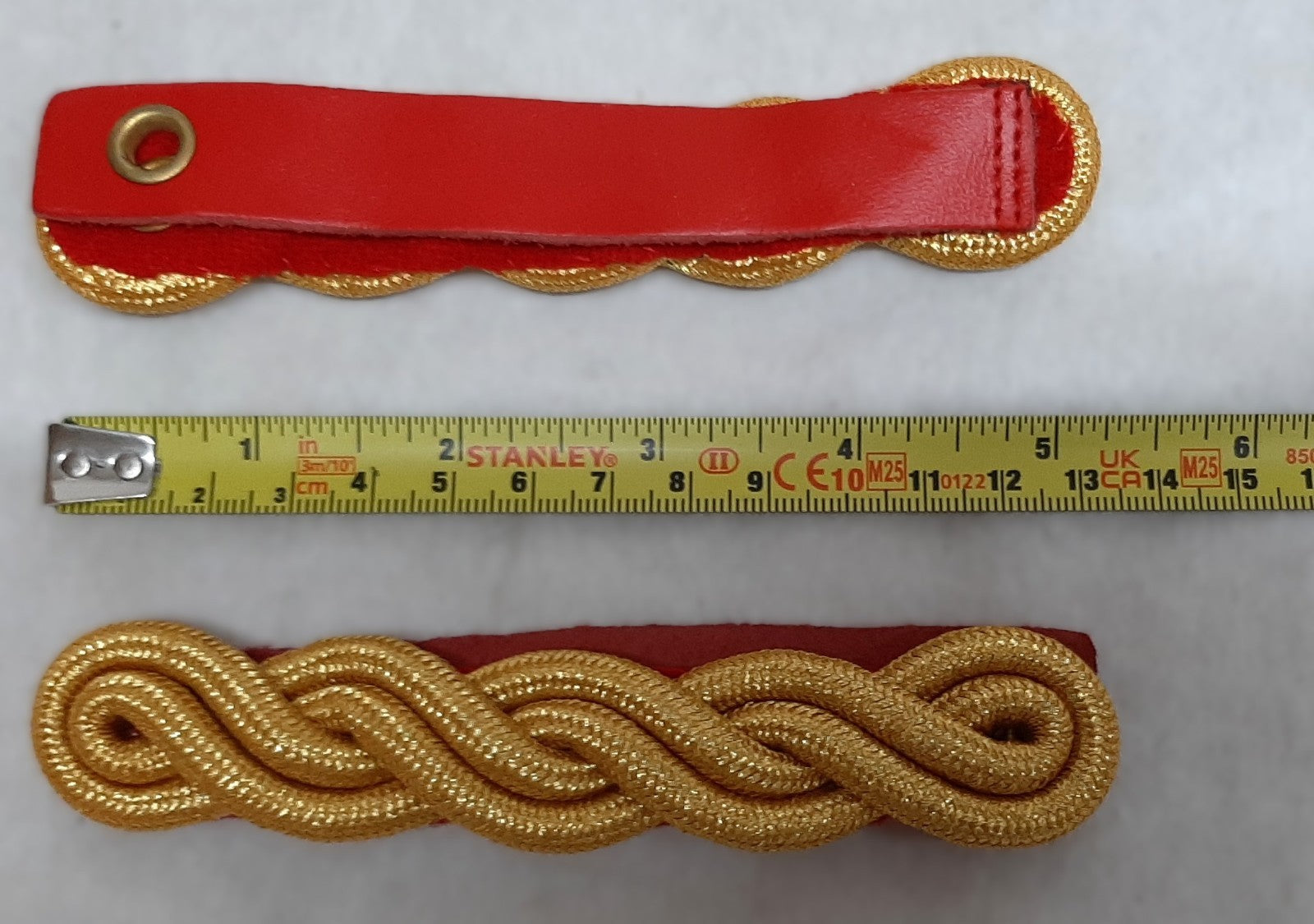 Shoulder Cords Gold 2 Ply with Red Back Straps British Made New