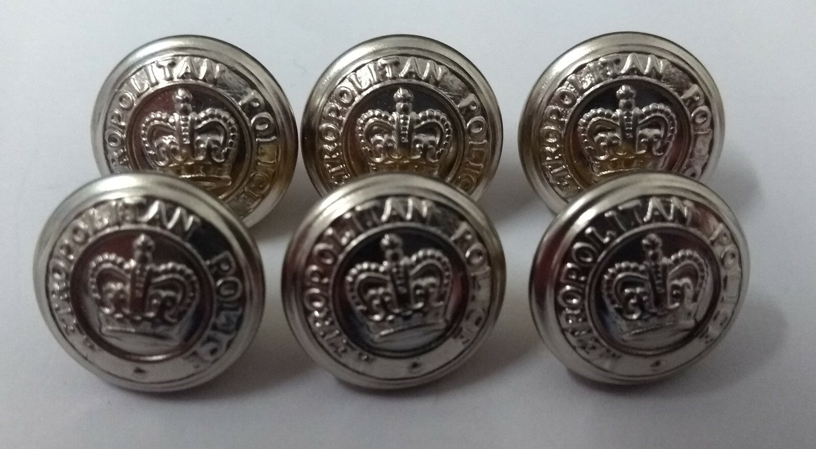 Genuine British Issue Obsolete London Met Silver Crown Buttons X 20 ASBT120