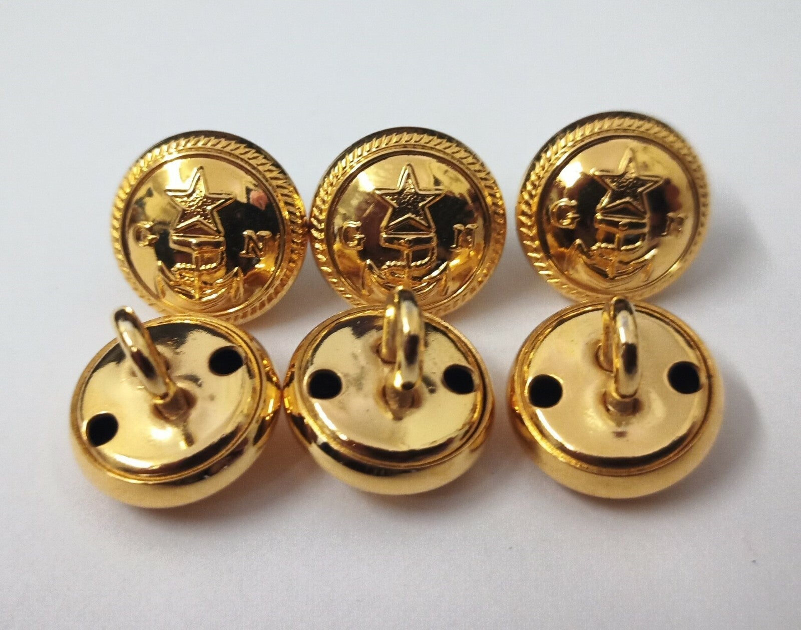 Genuine Issue X6 Navy GN Insignia Gold Ring Back Naval Buttons