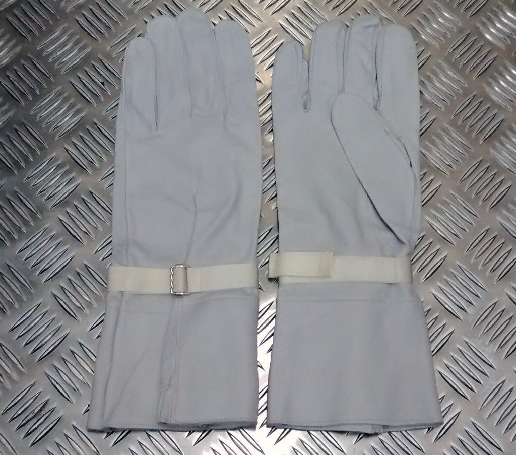 Genuine British Light Grey Leather Ceremonial Gauntlet Gloves- NEW