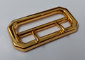 Cloth Belt Buckle 2" Double Prongs High Shine Gold Coloured Made in England NEW