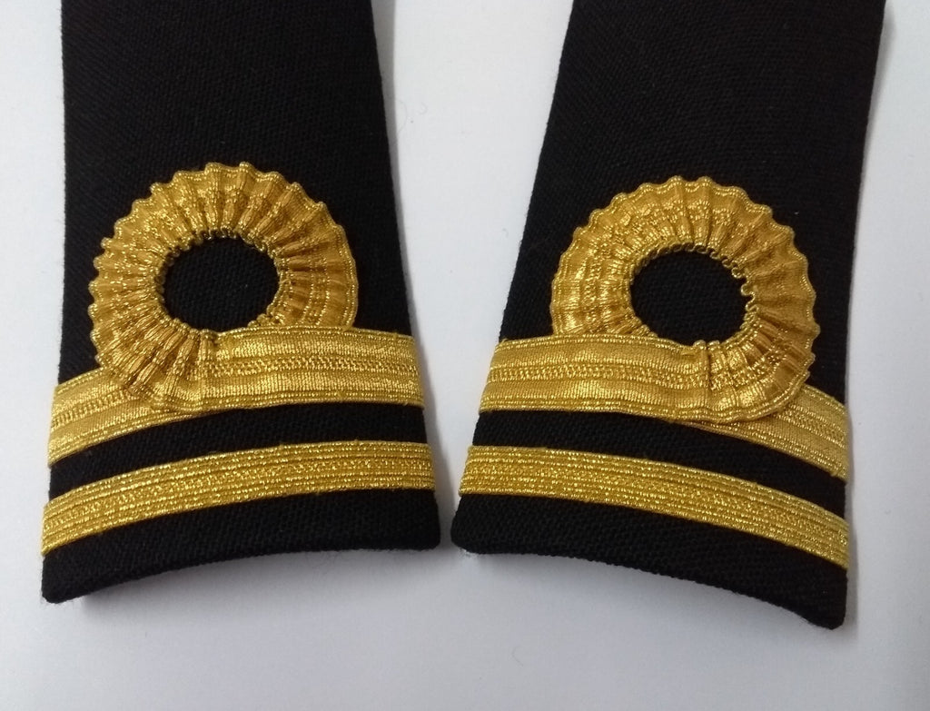 Naval Officers Lieutenant Uniform Shoulder Boards Epaulette Black & Gold Detail