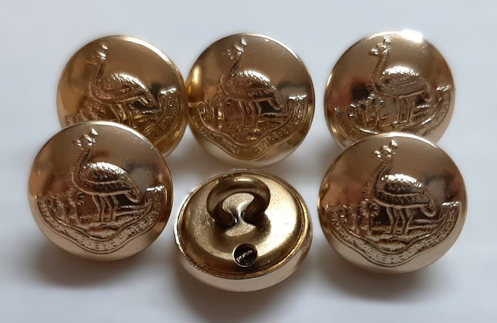 Insignia Hat Buttons Small Gold Coloured Ring Back With Large Crane Bird