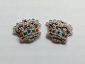 Army Silver Crowns Gilt With Crimson Padding Hand Embroidered Insignia 1/2" 1 Pr