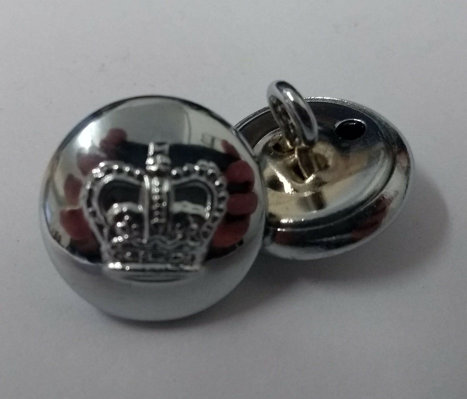 St Edwards Crown Buttons Chrome 1 Pair British Made New Old Stock 1 Pair