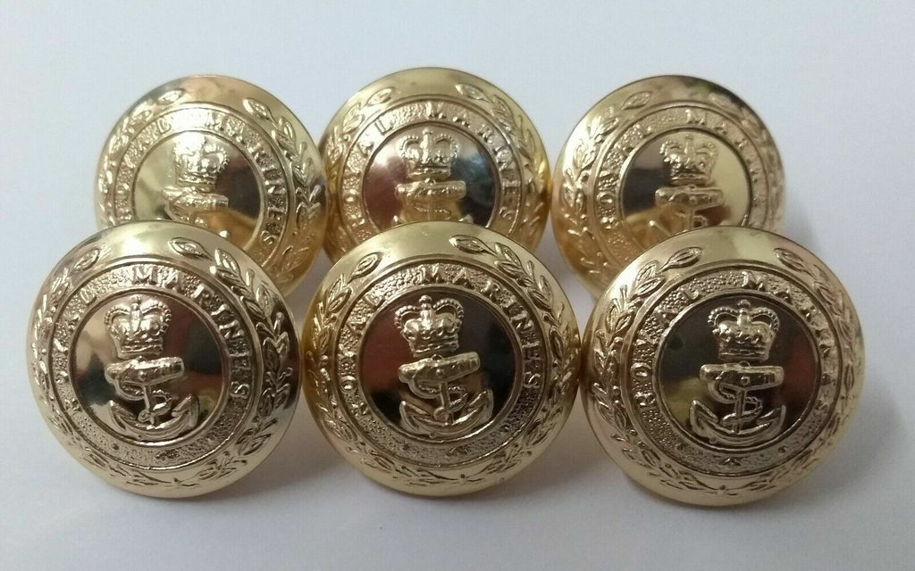 Genuine British Royal Marines RM Insignia No1 Dress Buttons Size 38L x 100 - NEW