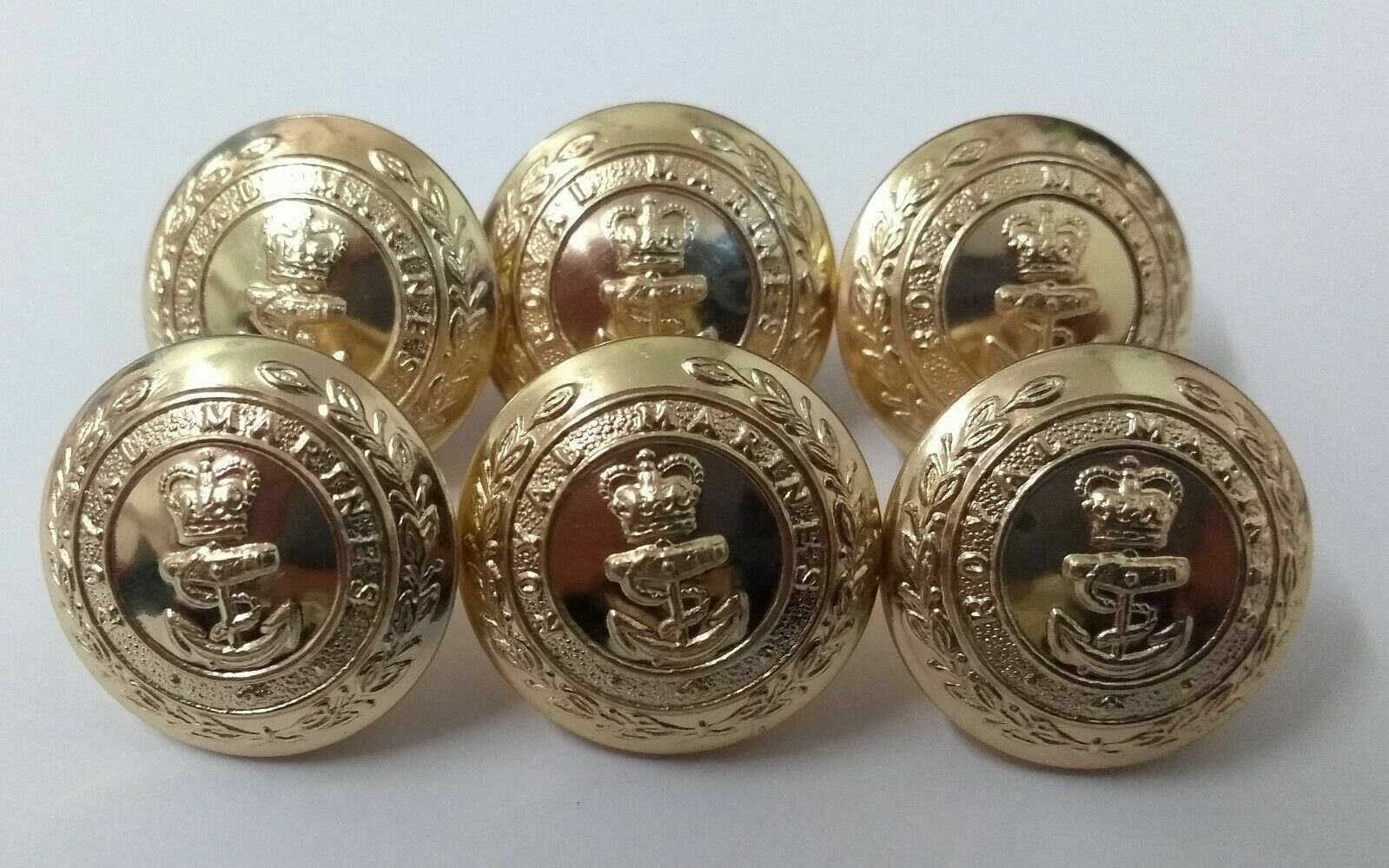 Genuine British Royal Marines RM Insignia No1 Dress Buttons Size 38L x 100 - NEW
