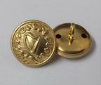 Vintage Irish Harp Ring Back Buttons x 2 ASBT195