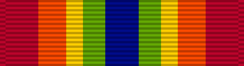 US Service Medal Ribbon on Bar / Red Orange Yellow Green Blue