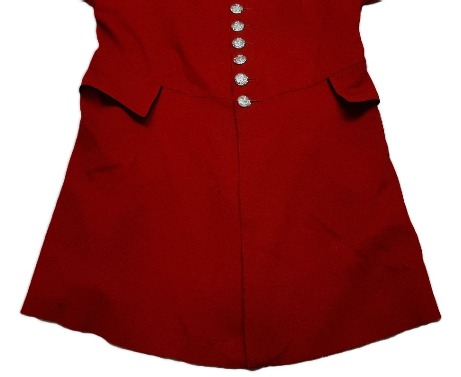 Red Long Coat Royal Hospital Chelsea Queens Crown British Army Uniform Faulty