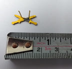 Vintage Insignia Badges Small Crossed Swords Prong Fittings 1 Pair Gold Coloured