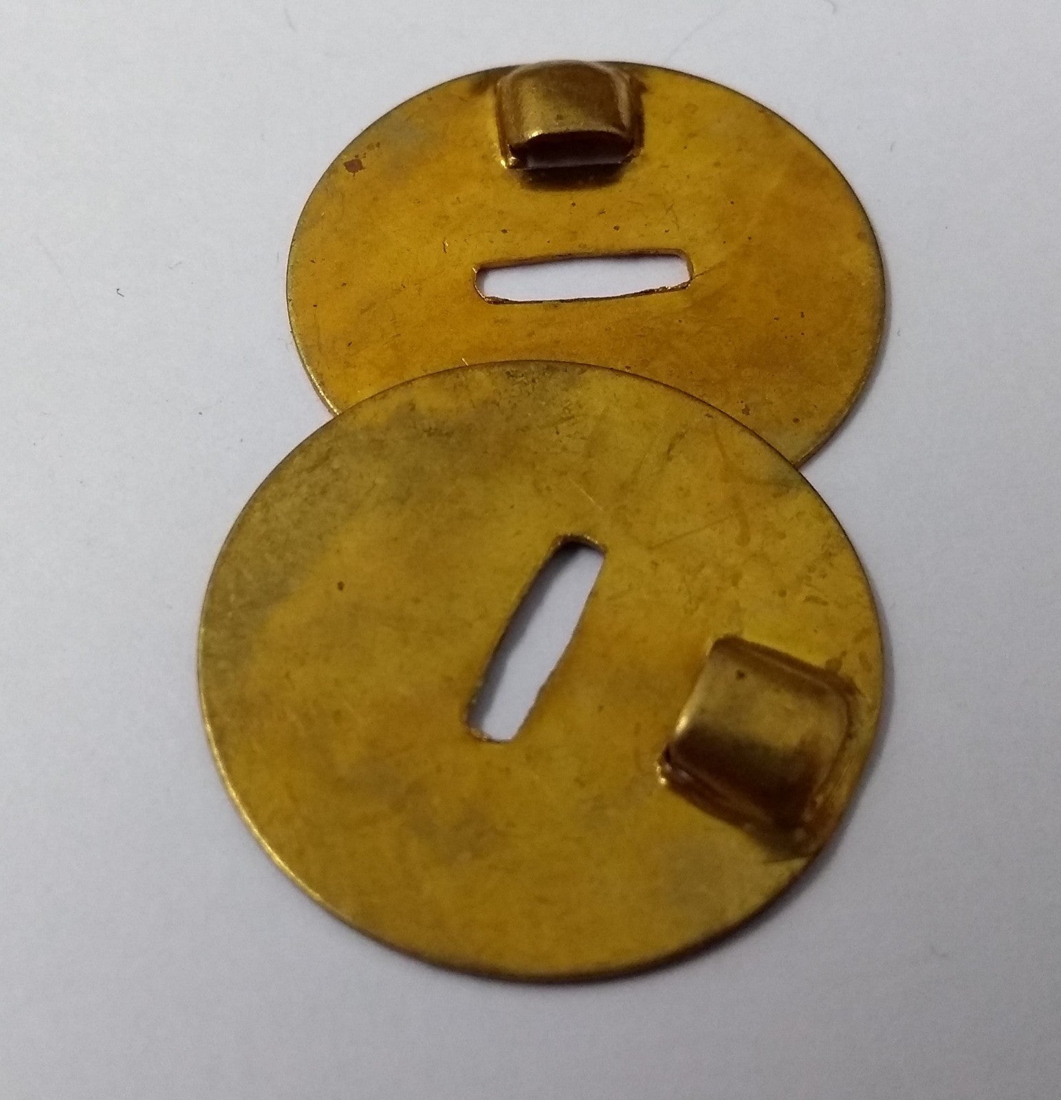 Genuine Vintage Round Brass Type Button Backing Plates X 1 Pair