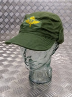 Genuine Swedish Vintage Green Cotton Drill Fatigue Combat Cap 1960`s OP