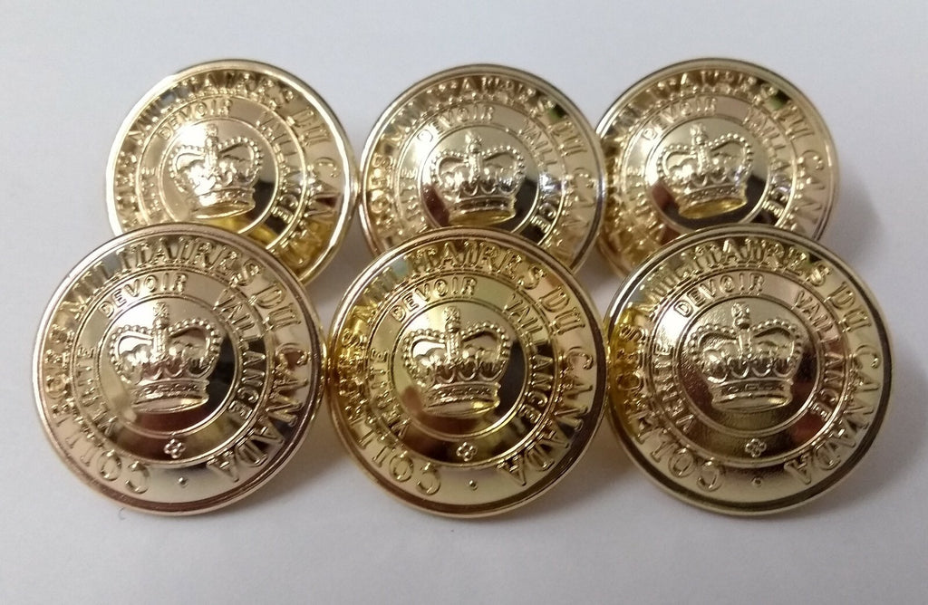 Genuine Canadian RMC CMR College 25mm Large Dress Buttons NEW