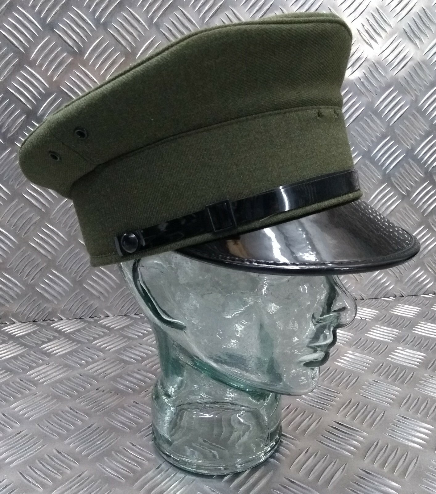 Standard Service Dress Uniform Parade Hat Green Chinstrap & Buttons Size 56cm