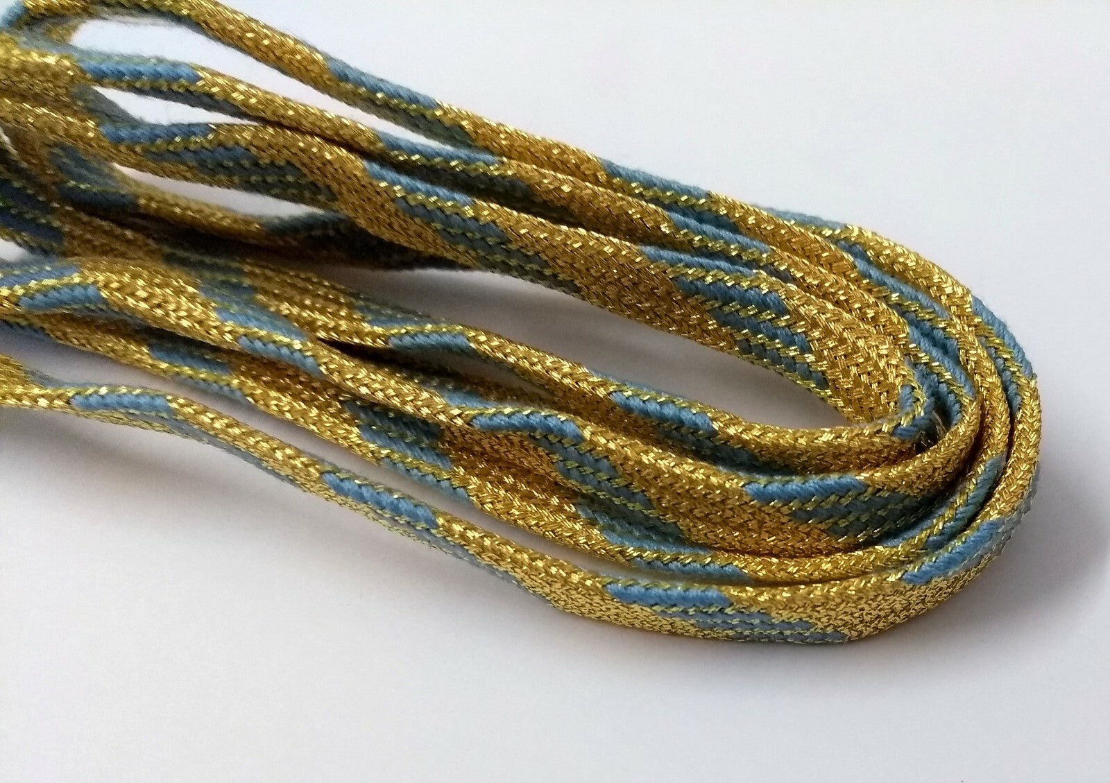 Genuine Issue Tubular Ceremonial Sky Blue on Gold 6mm Braid 6 Flecks 2M