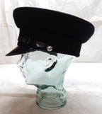 Dress Hat Black Wool Peak Cap With Chinstrap and Silver ER II Buttons Size 56cm