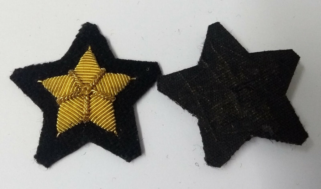 Genuine British ARMY 5 Point Star Wire Braid Padded Badge Black Felt 1 PR GIM15