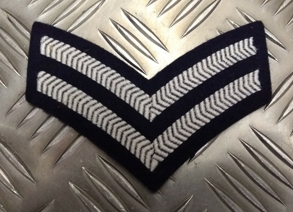 Old PTN British RAF Royal Air Force Corporal 2 Chevrons Arm Patch / Badge White Stripe