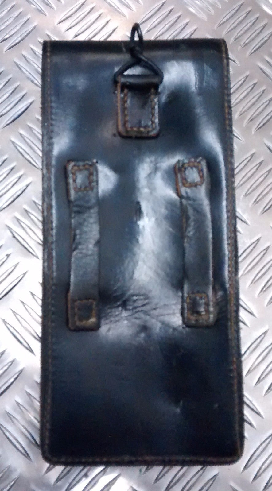 Genuine Vintage Army Leather Pouch with belt loops and metal loop - with Defect