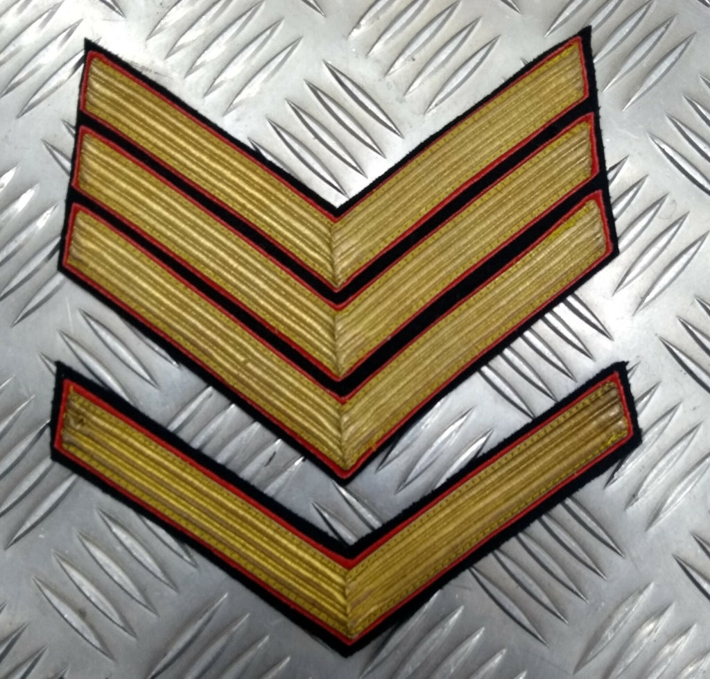 Genuine Vintage British Issue Gold Wire Embroidered Rank Chevrons
