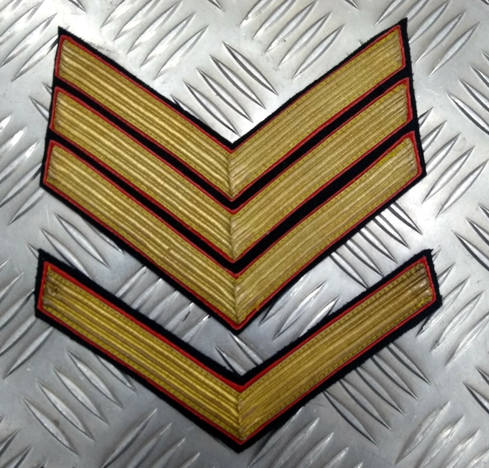 Genuine Vintage British Issue Gold Wire Embroidered Rank Chevrons