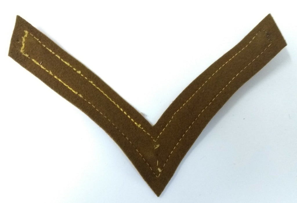 Genuine Vintage British Issue Gold Wire 1 Bar Chevron on Khaki