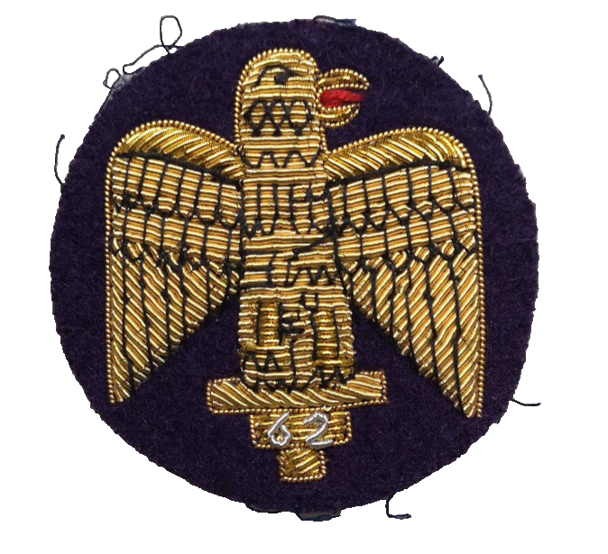 Royal Anglian Salamanca Eagle 62nd Wire Embroidered on Purple Round Cloth