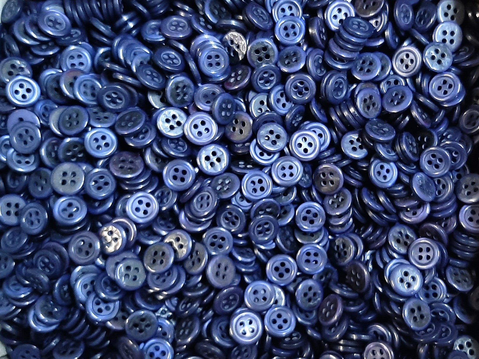 50 Vintage Buttons 4 Hole Shirt / Shank Anchors Pearlesque Petrol Blue 11.4mm