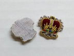 Army Crowns Gold/Silver With Crimson Padding Hand Embroidered H/E Insignia 1/2"