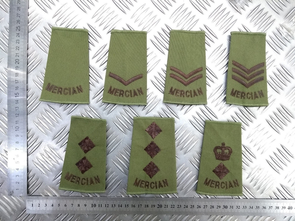Mercian OD Green Rank Slides Genuine British Army - NEW