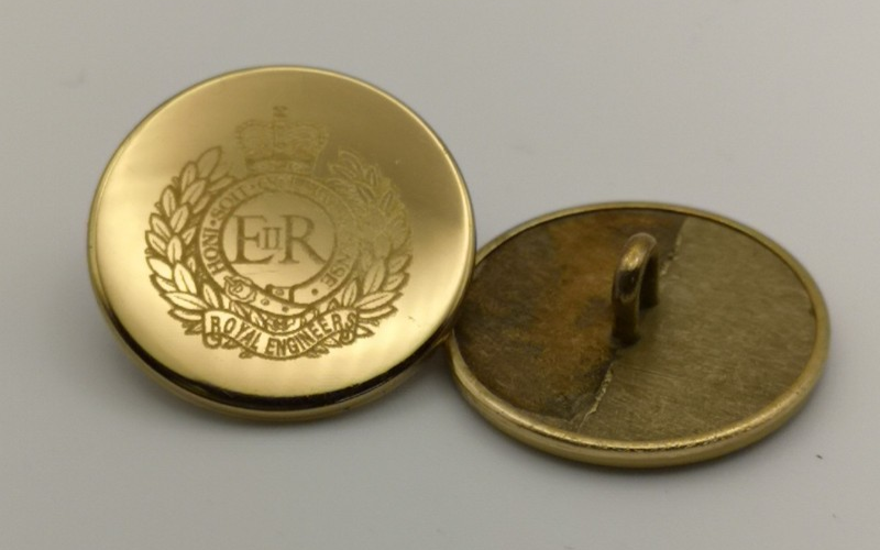 Blazer Buttons with Royal Engineers Insignia Flat 22L Gold Coloured x8