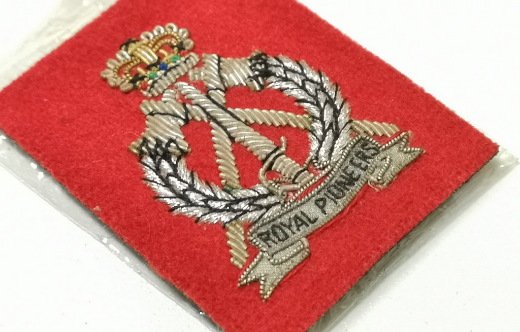 Royal Pioneer Corps Patch Wire Braided Insignia on Red Felt