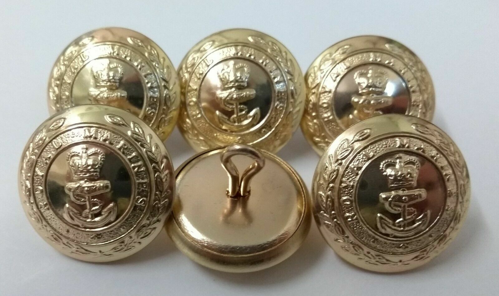 Genuine British Royal Marines RM Insignia No1 Dress Buttons Size 38L NEW x 6