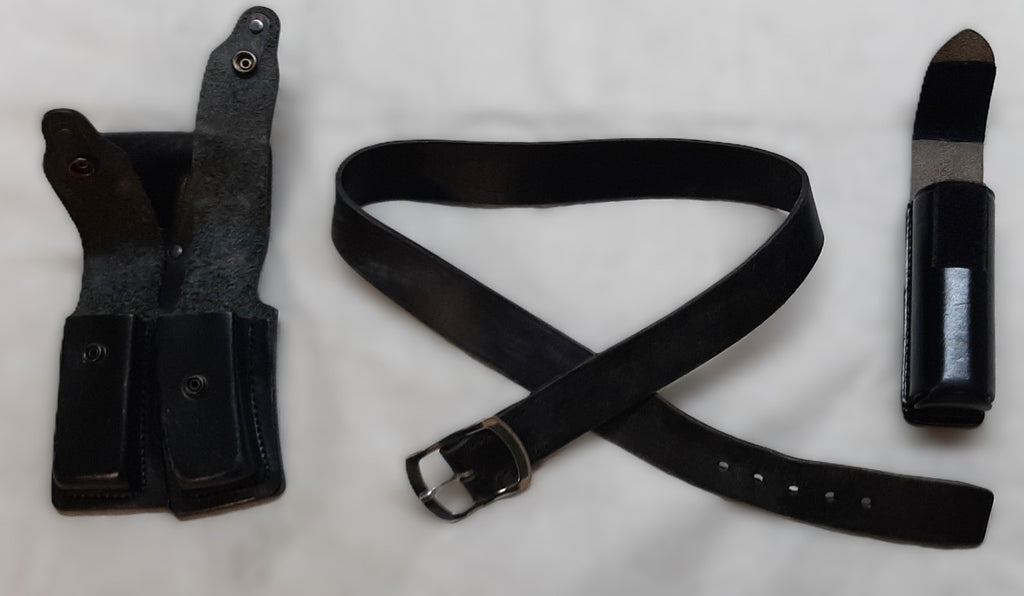 Leather Belt 36" With MP5 Double Ammo Pouch & PWL Spring loaded Canister Holder