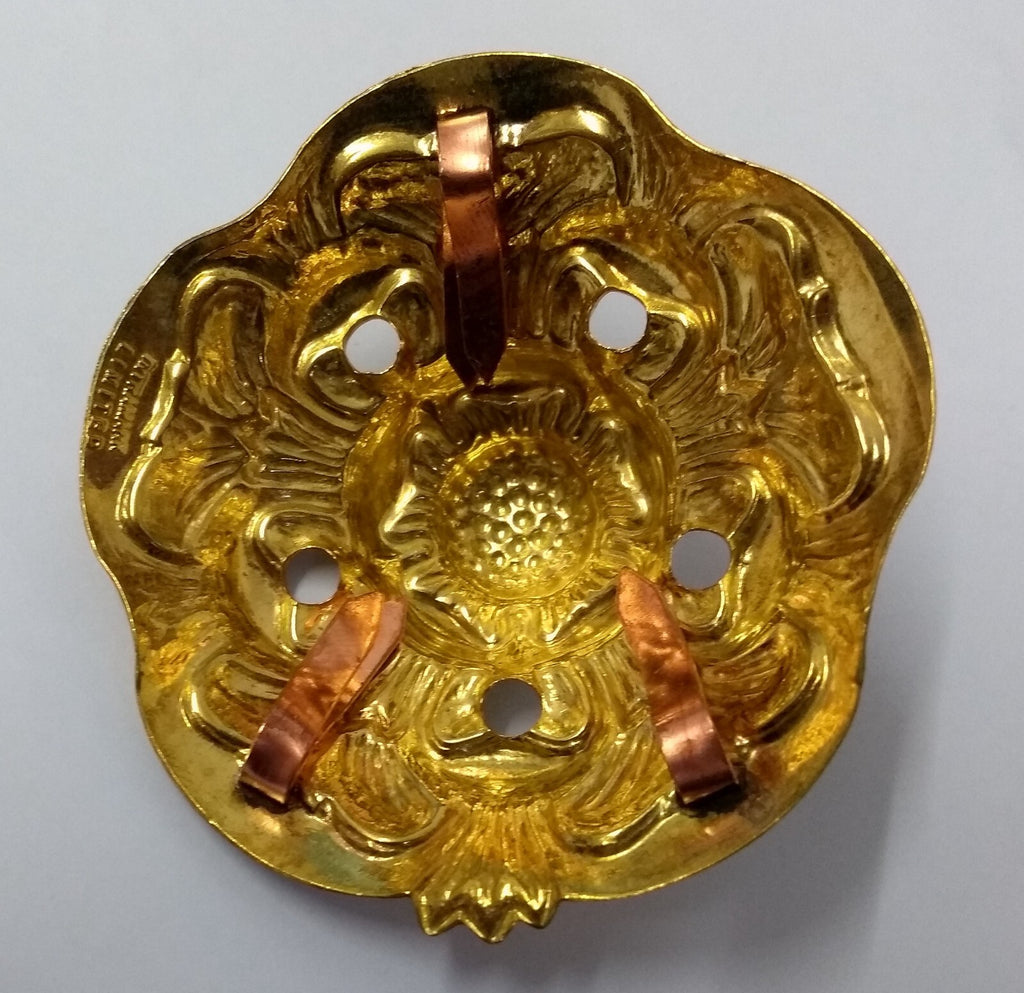 Rose Top Brass Coloured 3 Prong Fixings Headwear Rosette Decoration UK Made