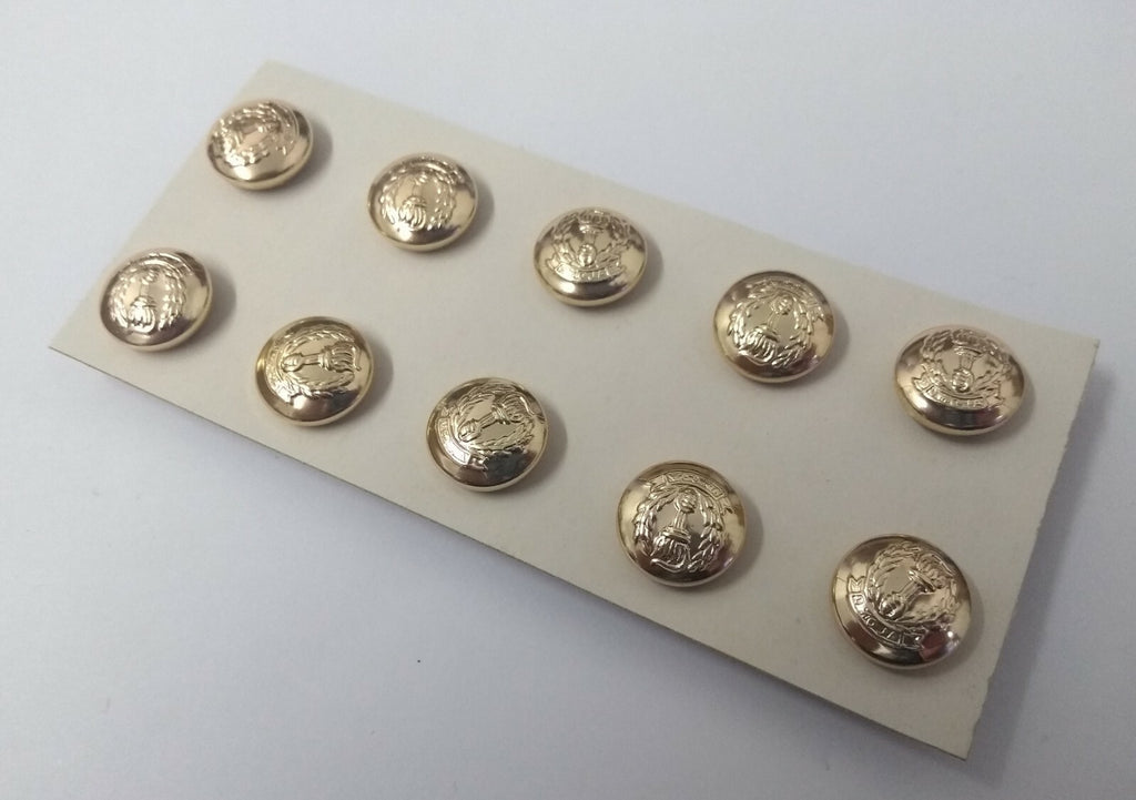 Gold Ring Buttons with Torch in Laurel 12mm X 10 - NEW