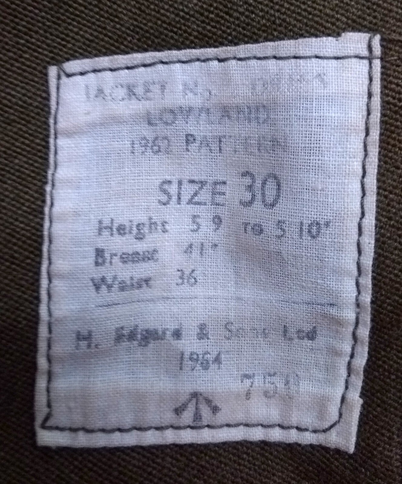 No2 Lowland Jacket British 1962 Pattern Dress Doublet RRS Drab Green