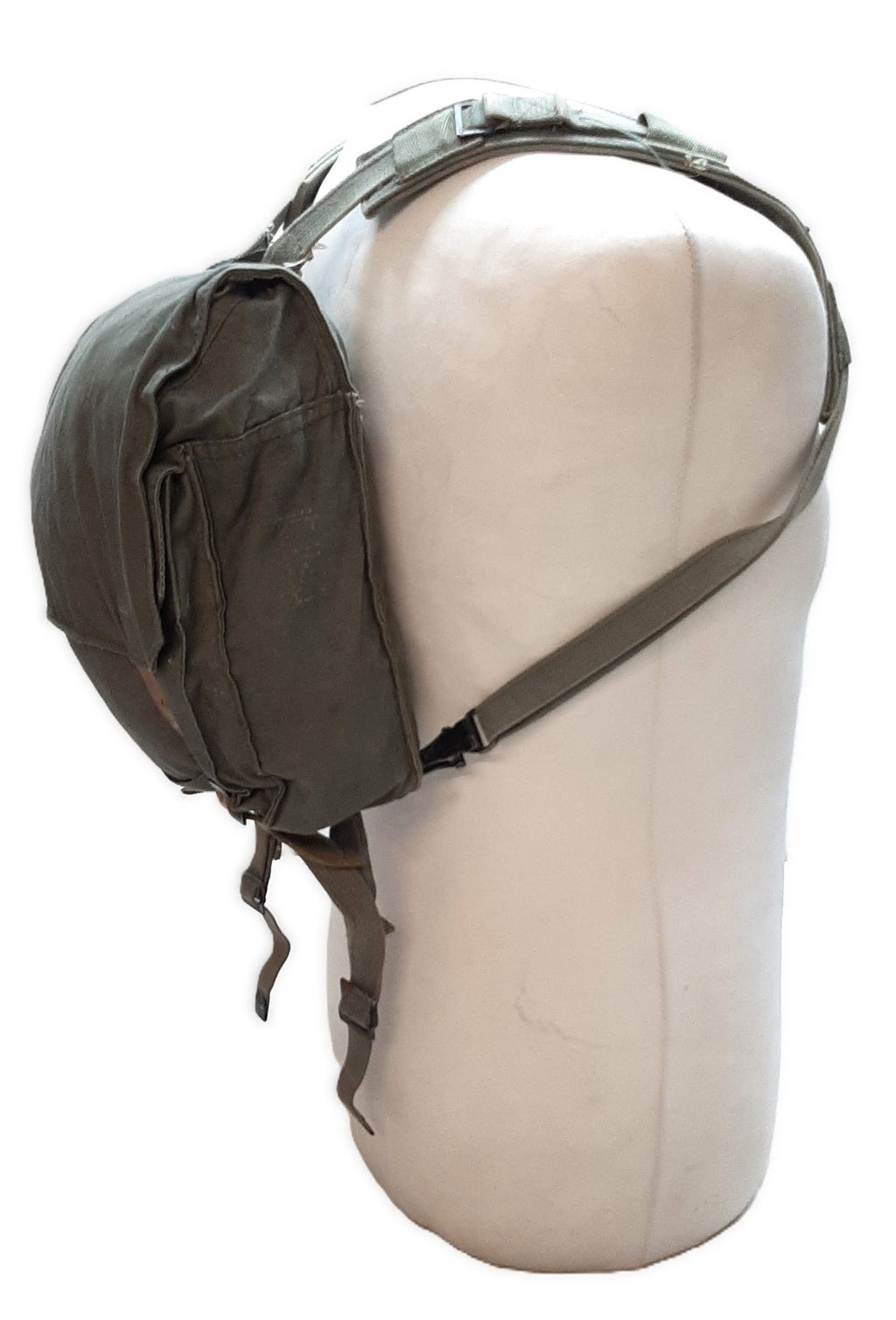 Vintage Army Backpack Cotton Canvas Small Back Pack Field Bag Grey/Green