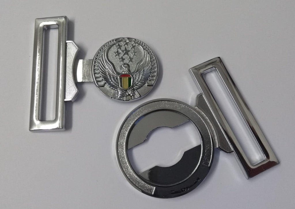 Abu Dhabi Buckle UAE Chrome Insignia Belt Locket Clasp Made in England 53mm