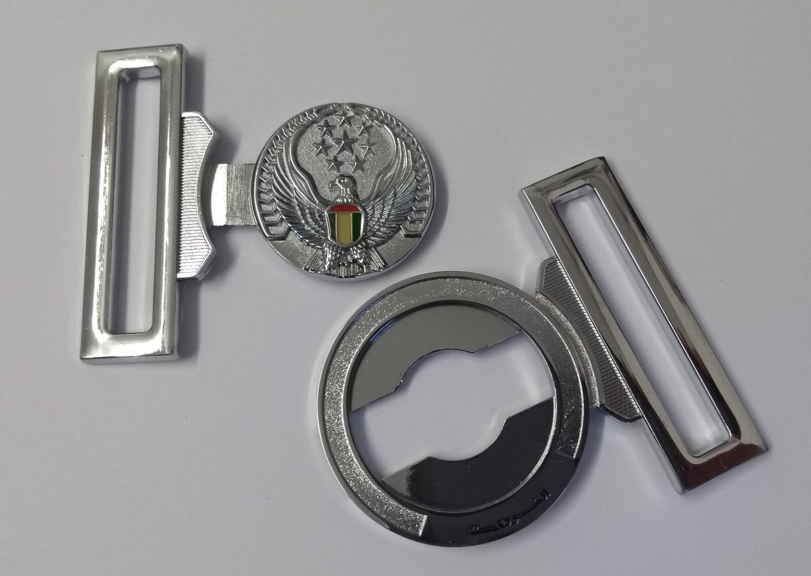 Abu Dhabi Buckle UAE Chrome Insignia Belt Locket Clasp Made in England 53mm