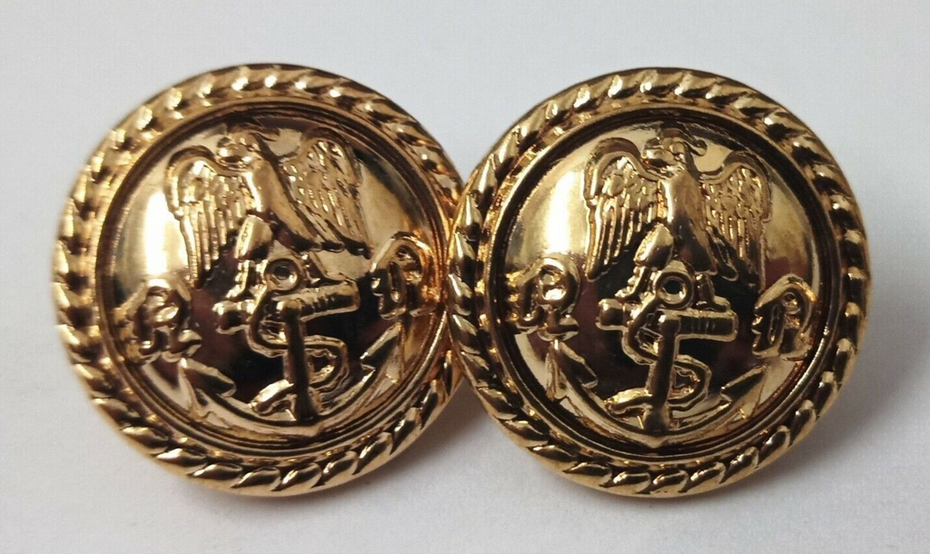 Genuine Issue Navy Eagle and Anchor Insignia Ring Back Buttons X2 V0342