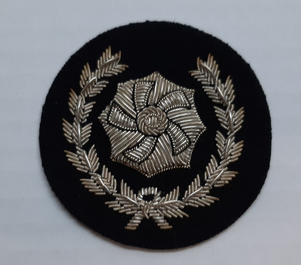 JFS Impeller and Laurel Wreath Sew on Insignia Badge Silver Wire on Black NOS