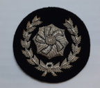 JFS Impeller and Laurel Wreath Sew on Insignia Badge Silver Wire on Black NOS