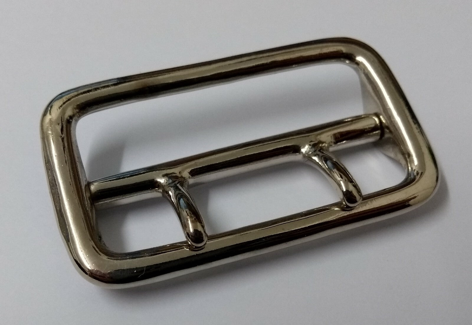 Sam Browne Buckle Nickel Plate Double Prong