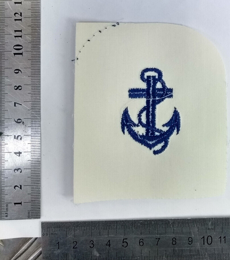 British Naval Embroided Blue on White Fouled Ancor Patch Genuine