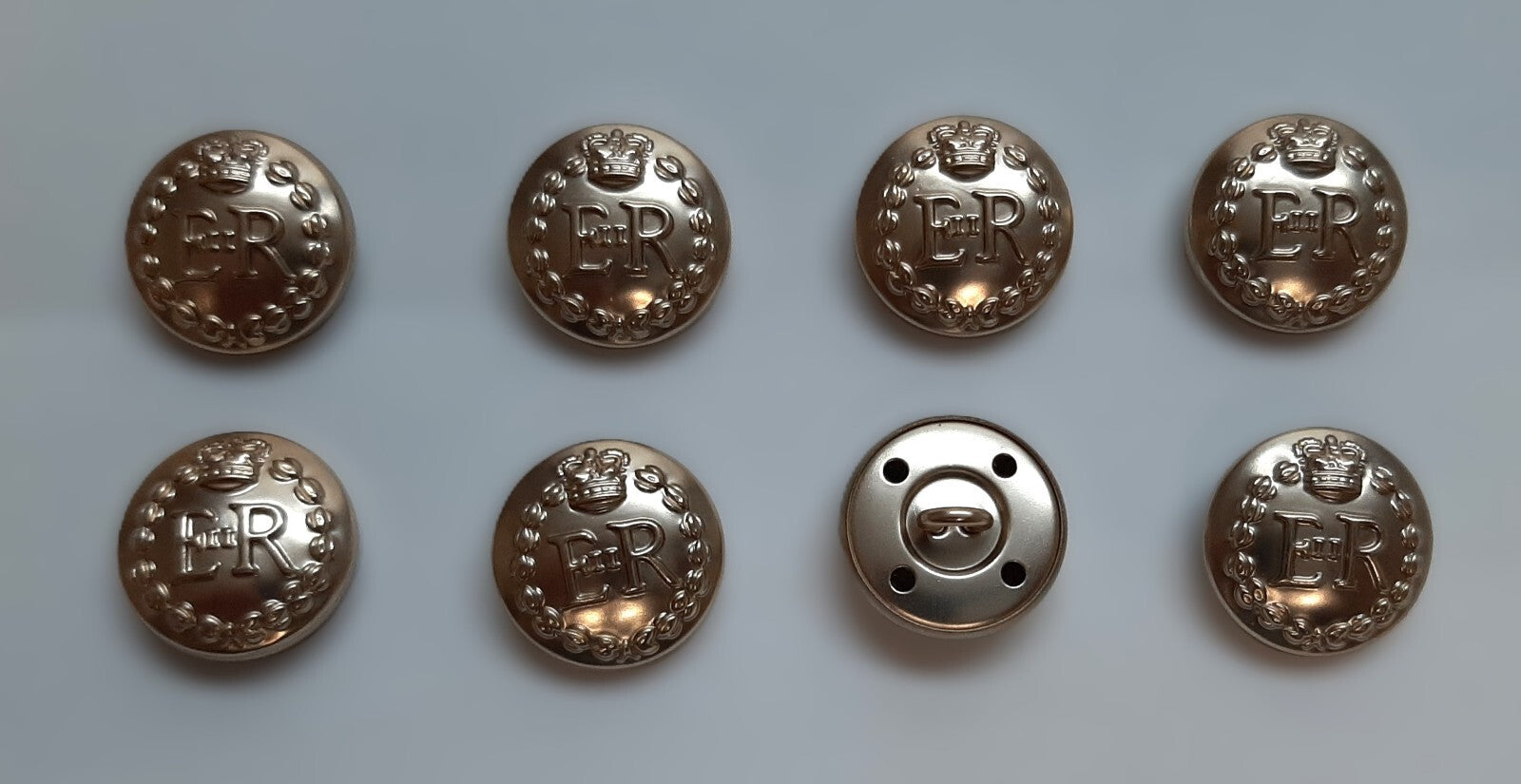 8 RMP Buttons Size 30L Army Style ER II Queens Crown for No2 No1