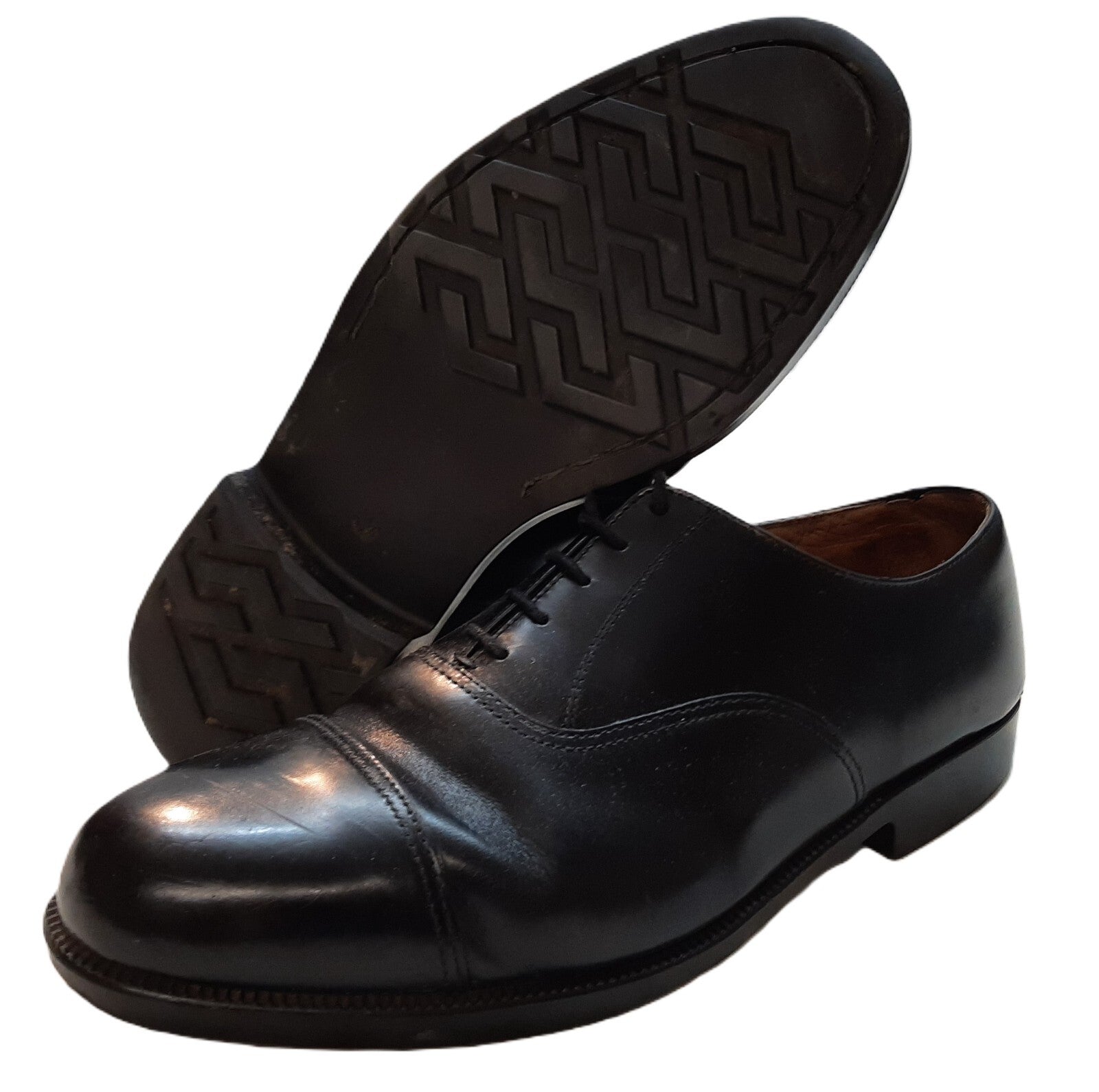Service Shoes Black Leather British Army Pattern DMS Sole Toe Cap Section USED